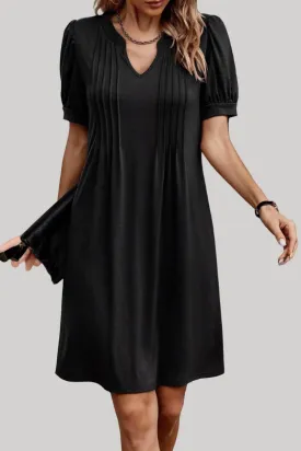 Puff Sleeve Shift Long Tunic Black T-Shirt Dress