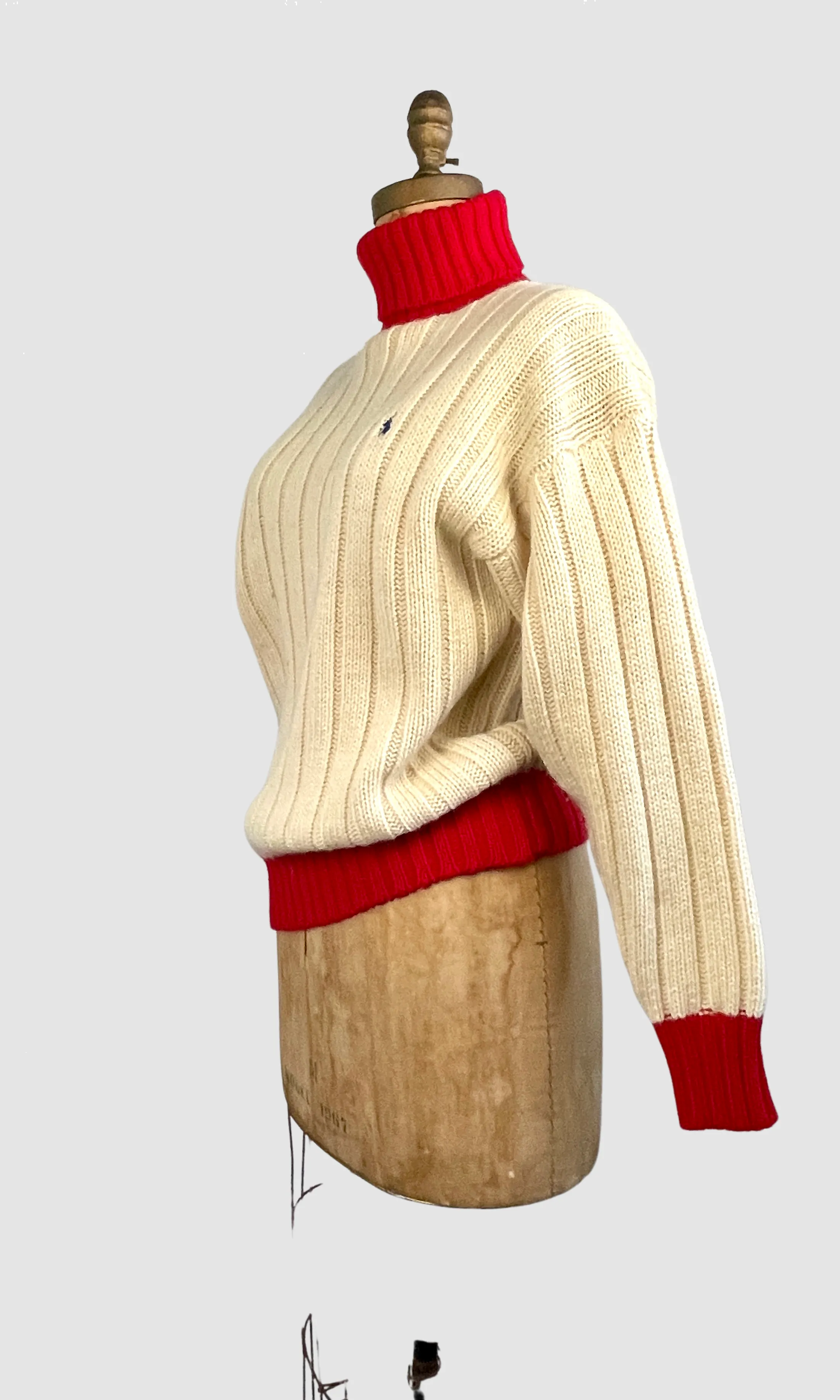 RALPH LAUREN 90s Pullover Chunky Knit Ribbed Sweater, Medium