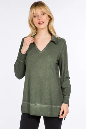 Raw Edge Split Neck Tunic