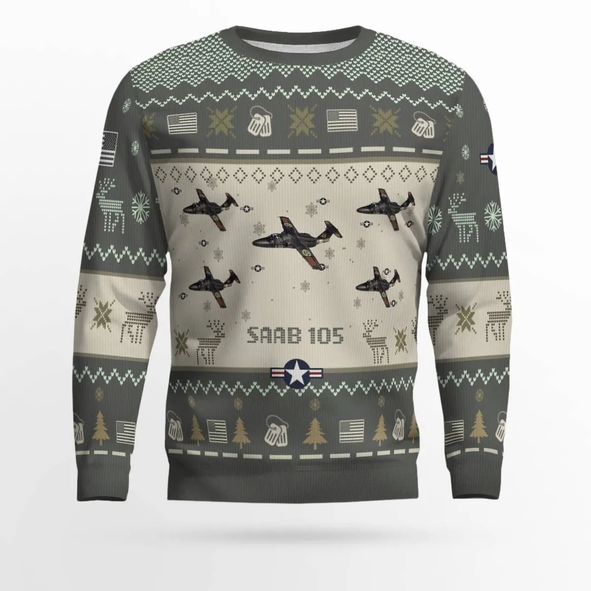 Saab 105_Aircraft Ugly Sweater, Ugly Sweater Christmas Shirt for Men Dad Veteran