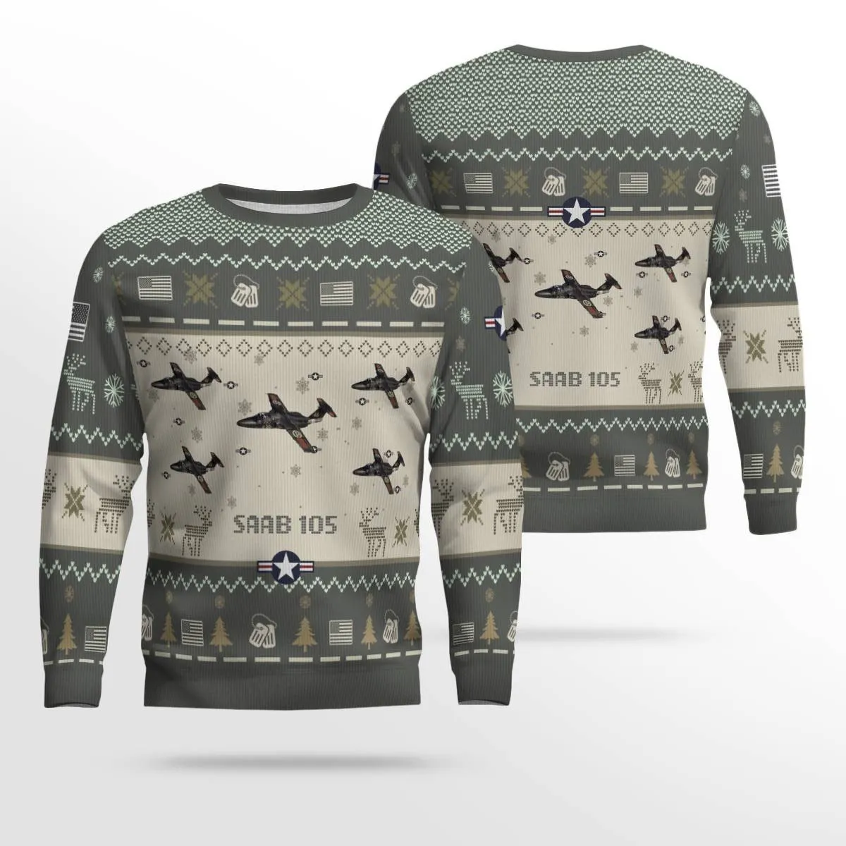 Saab 105_Aircraft Ugly Sweater, Ugly Sweater Christmas Shirt for Men Dad Veteran