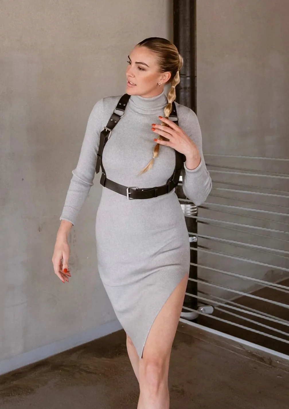 She Means Business Ribbed Sweater Dress