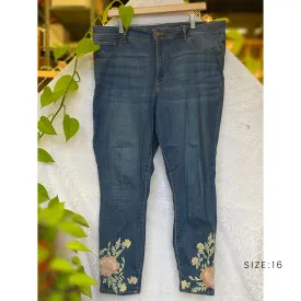 skinny embroidered jeans - 16