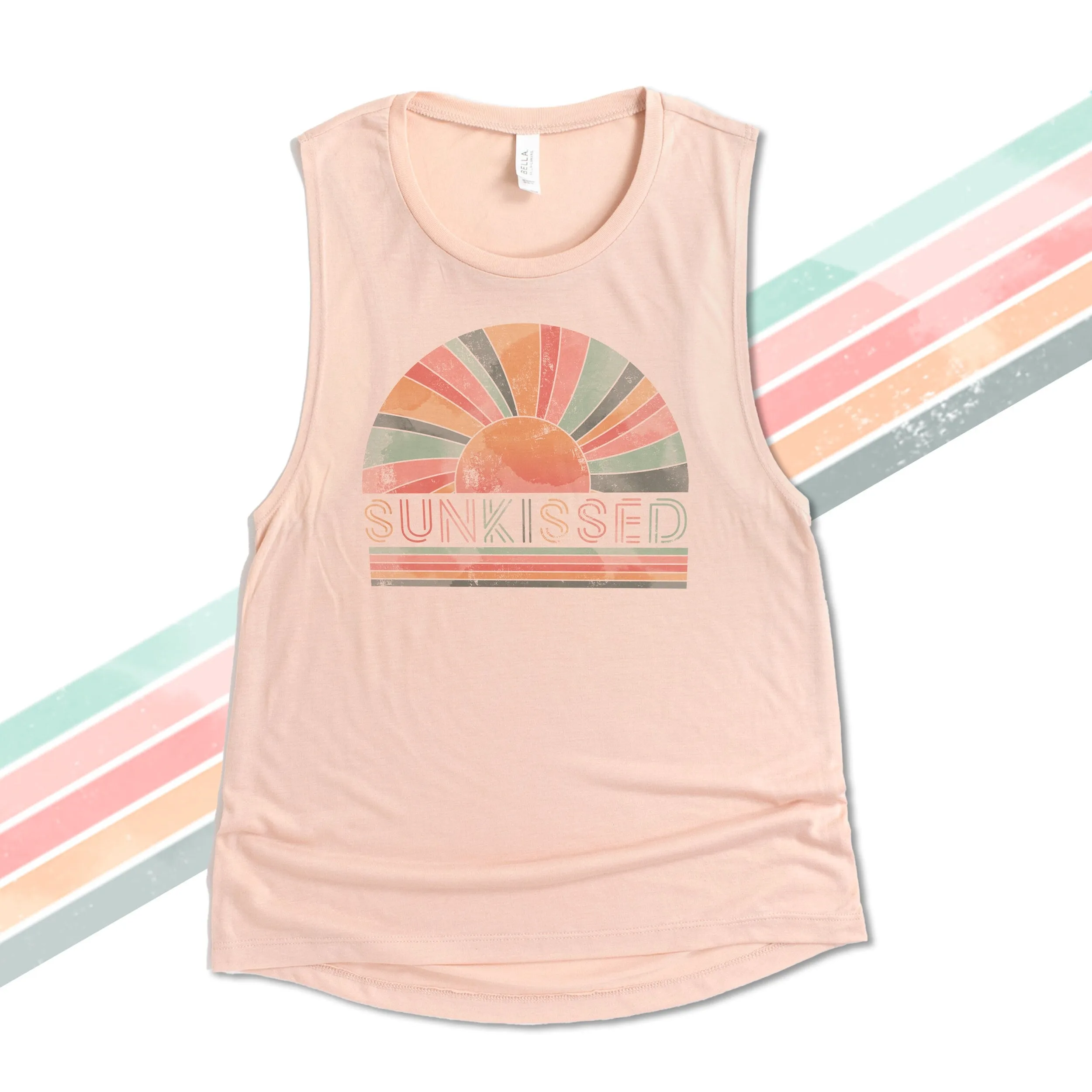 summertime bella tank top fun sunkissed tank top summer vacation shirt 8803 bella muscle tank top pool beach trip womens 22SUM-003NP