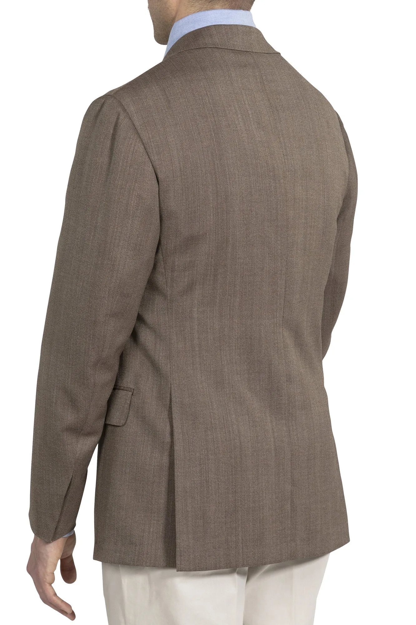 The Armoury by Ring Jacket Model 3 Mid Brown Wool Herringbone Sport Coat with Flap Pocket