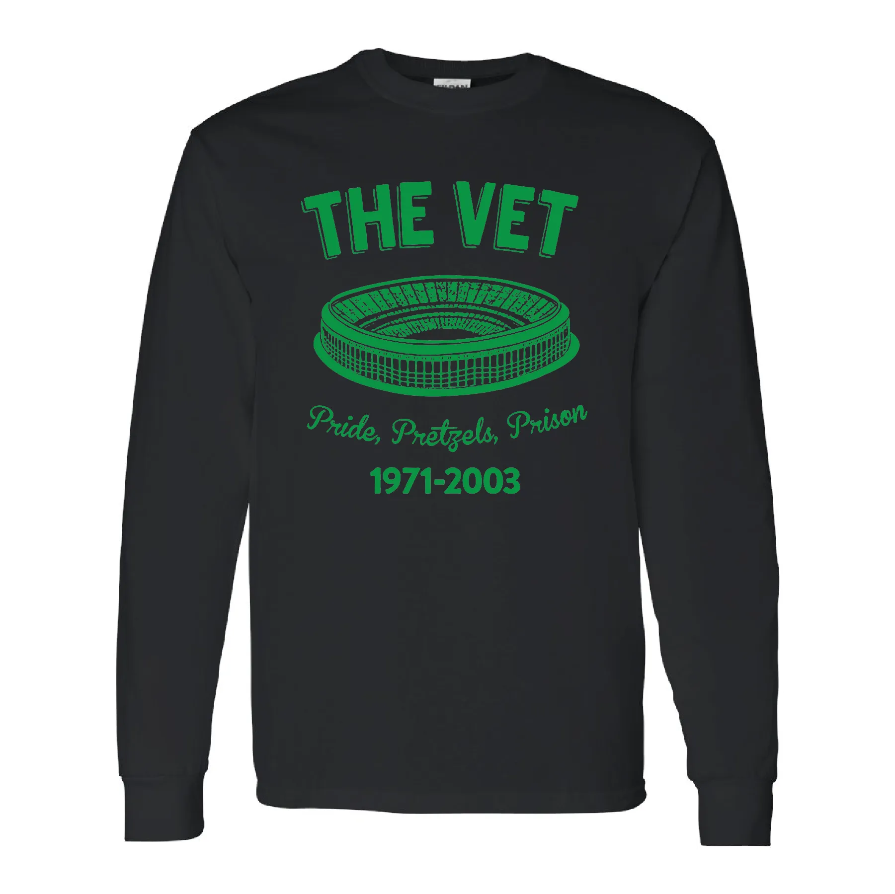 The Vet Pride, Pretzels, Prison Long Sleeve T-Shirt | Veterans Stadium Black Longsleeve Tee Shirt