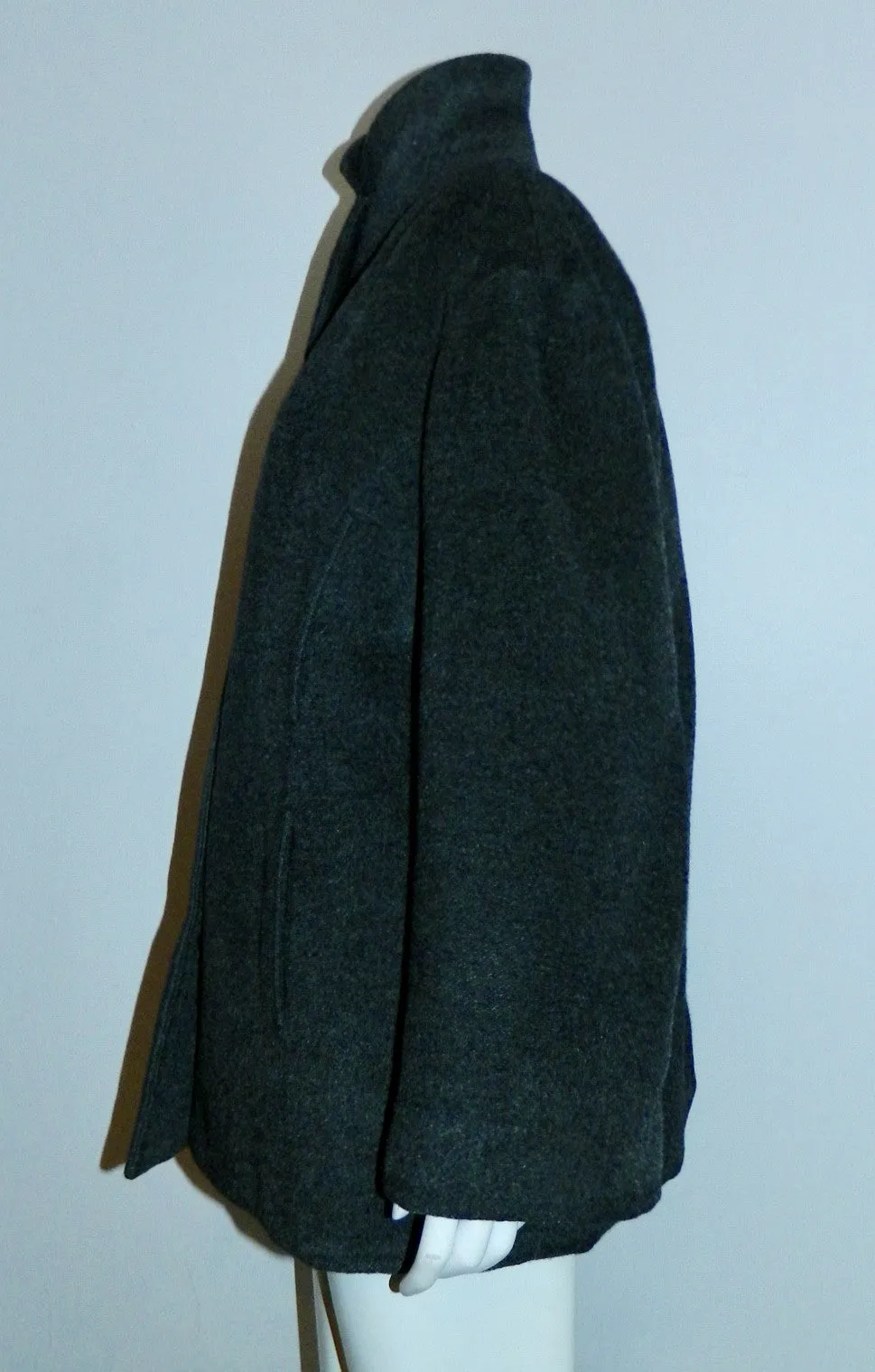 vintage 1950s Hattie Carnegie coat gray wool alpaca / fur lining M - L