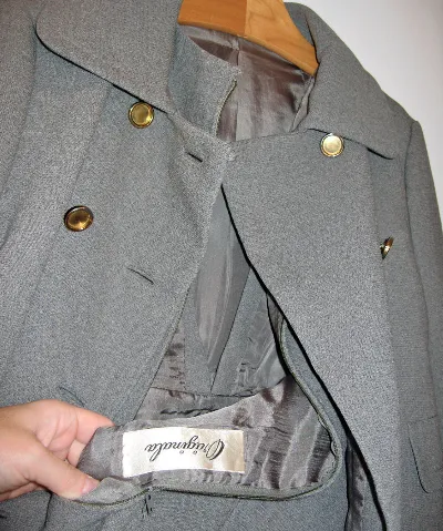 vintage 1960s ORIGINALA dress suit gray wool jumper / pea coat jacket S