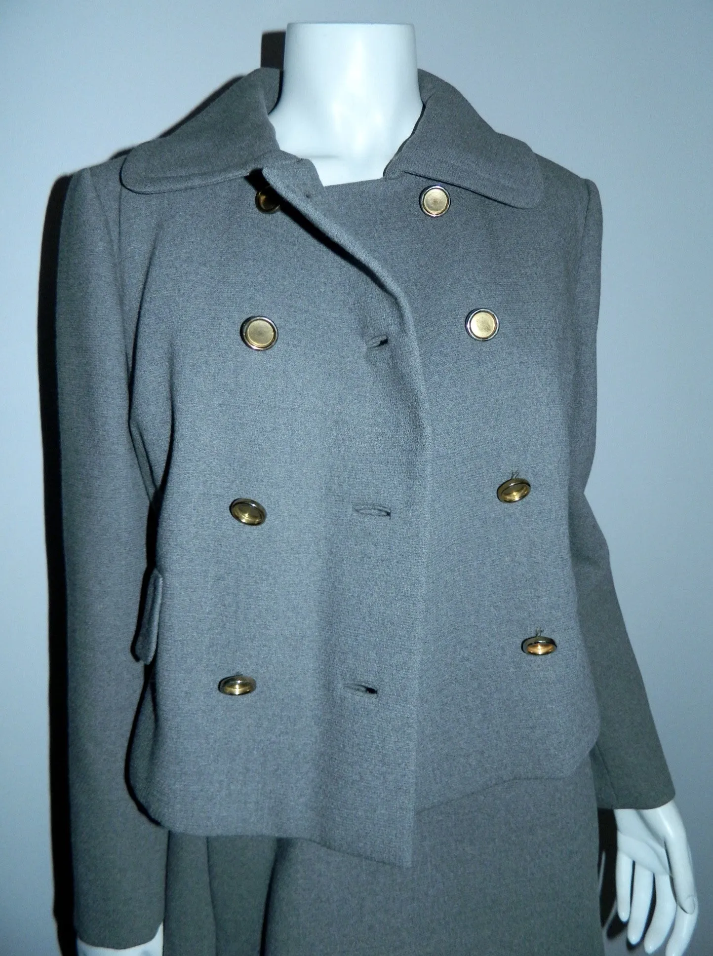 vintage 1960s ORIGINALA dress suit gray wool jumper / pea coat jacket S