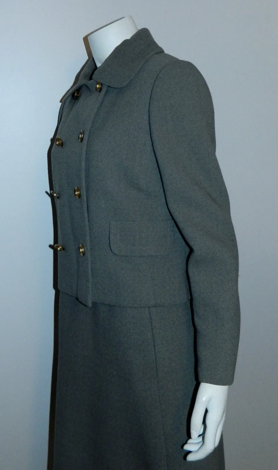 vintage 1960s ORIGINALA dress suit gray wool jumper / pea coat jacket S