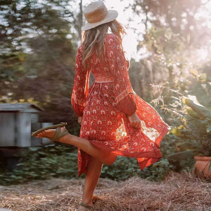 Vintage Floral Midi Dress