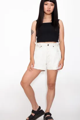 Vintage Reworked Levi's White Frayed Denim Shorts