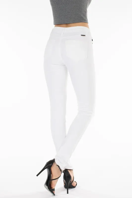 White High Rise Distressed Skinny Jeans