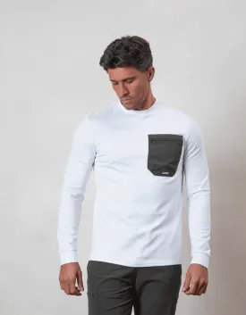 White/Khaki L/S Tech Pocket T-Shirt