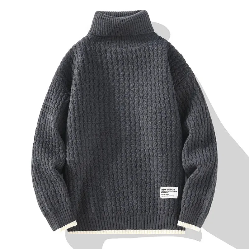 Winter Turtleneck Sweater Men's Loose Solid Color