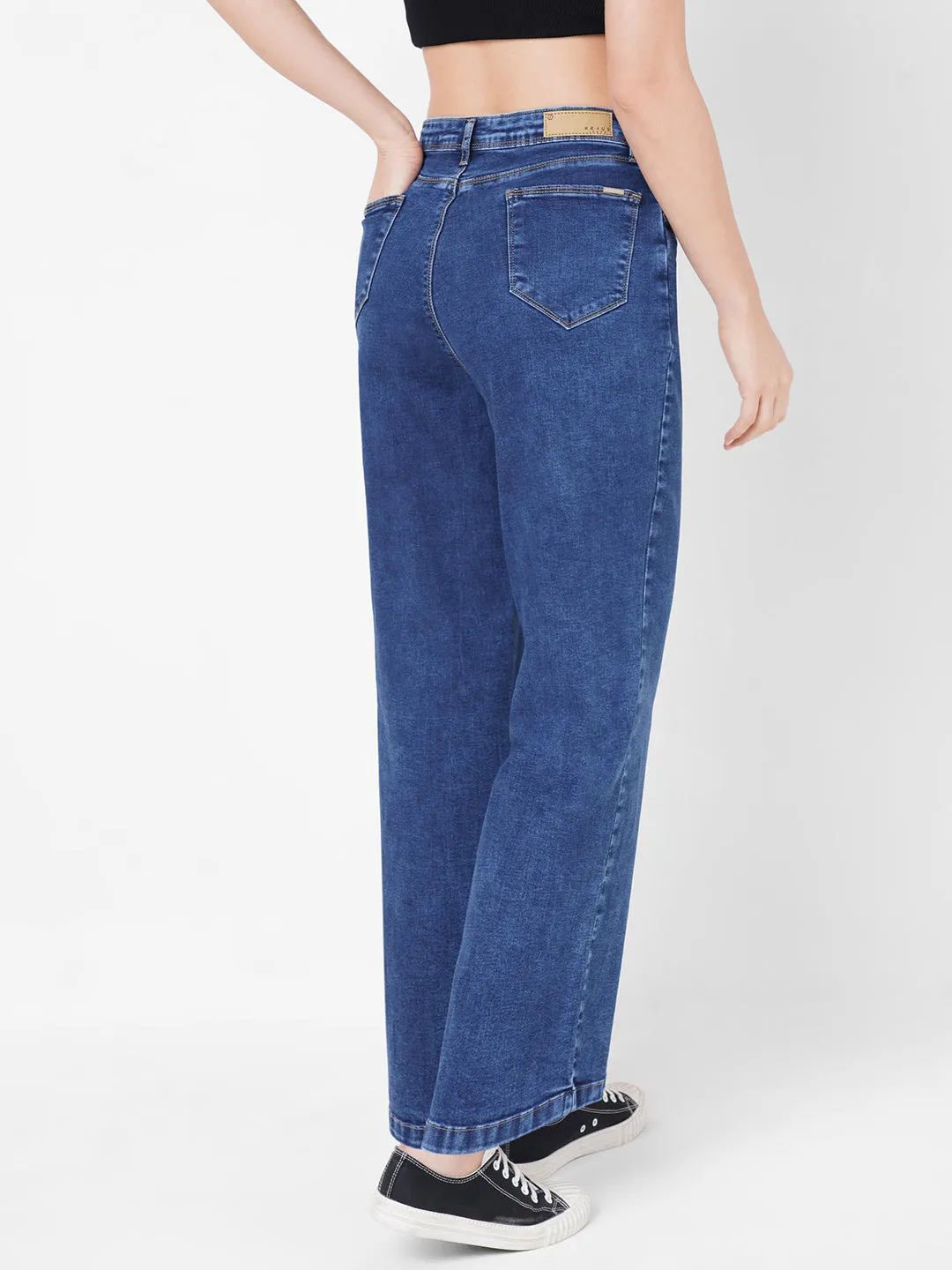 Women High-Rise Parallel Wide Leg Jeans