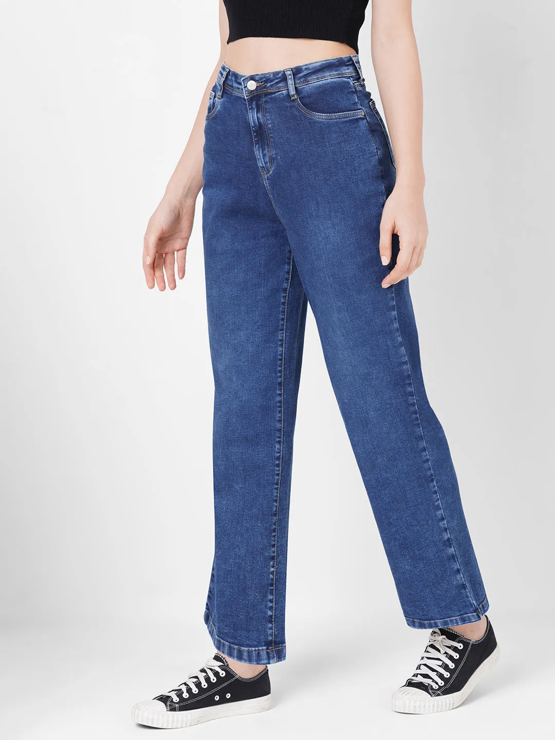 Women High-Rise Parallel Wide Leg Jeans