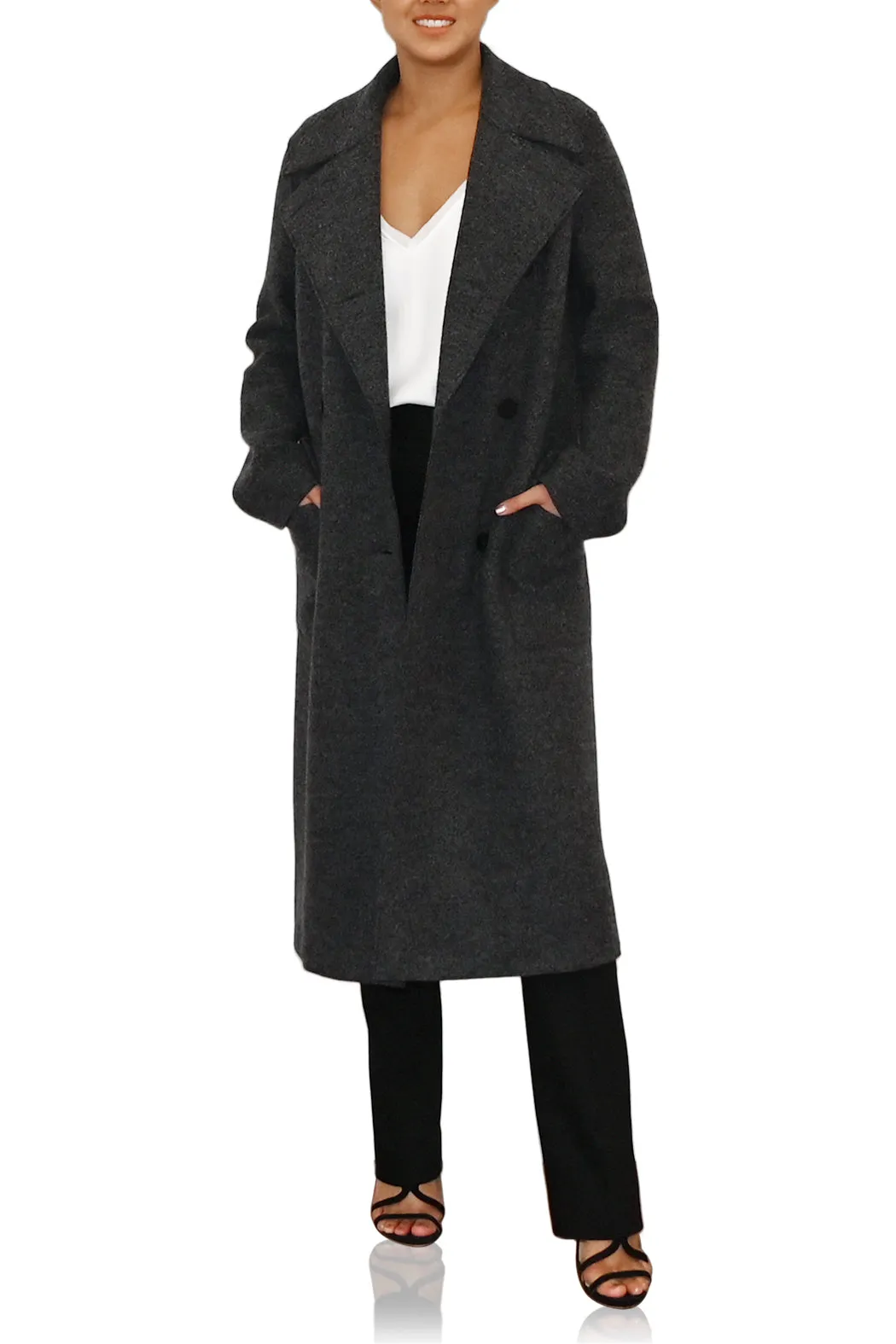 Womens D.B Military Coat Boiled Wool- Anthracite