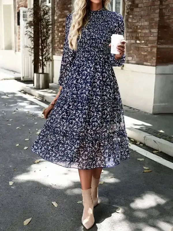 Women’s holiday casual floral earring dress