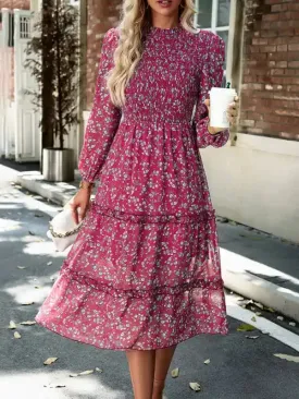 Women’s holiday casual floral earring dress