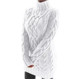 Women’s Turtleneck Twist Knitted Sweater Dress: Elegance & Warmth | Shop Now